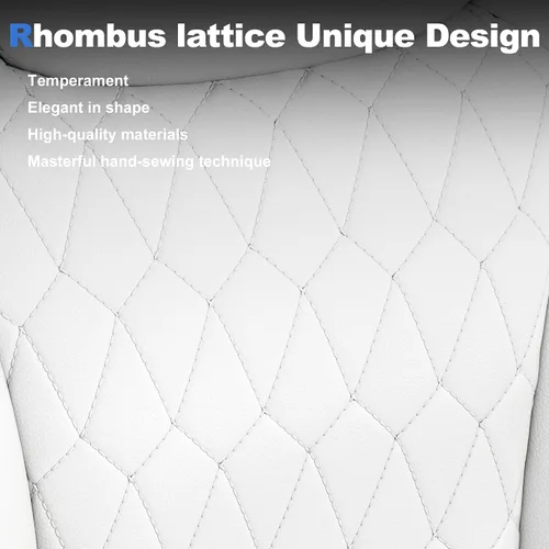 Vista 6 de Misolant Silla de oficina, silla de escritorio ejecutiva, cómodas sillas ergonómicas de piel sintética con reposabrazos fijo, altura ajustable Blanco