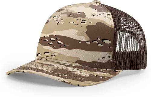 Vista 44 de Richardson 112 - Gorra de camionero de 5 paneles de alta calidad, ajustable, gorra Richardson en blanco estructurada Bark Duck Camo / Marrón