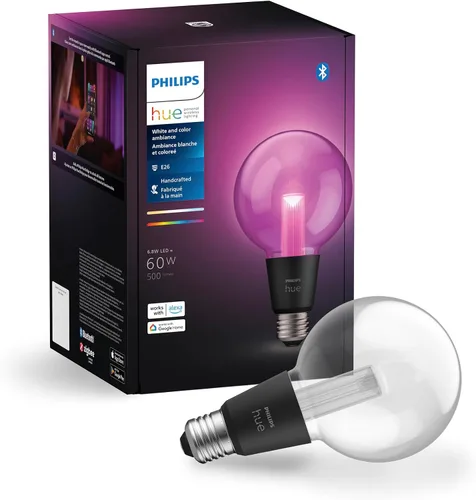 Vista 12 de Philips Hue Bombilla LED de filamento inteligente G40 de 60 W - Luz ambiente blanca de cálido a frío - 1 paquete - 550 lm - E26 - Interior - Control