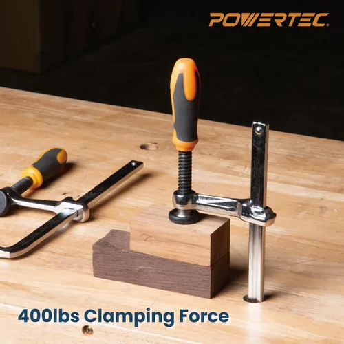 Vista 3 de POWERTEC Abrazaderas de Riel Guía de Tornillo Rápido para Cercas BOW XTENDER, Mesa MFT, Sistema de Riel Guía para Sierra de Riel, Capacidad de 7" x