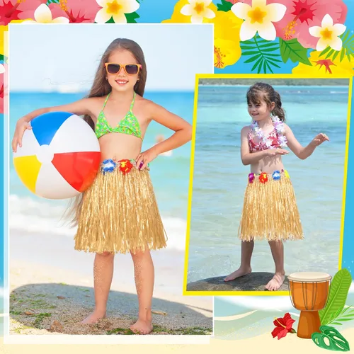Vista 5 de 12 faldas hawaianas de hierba hula para niños para fiesta Luau, cumpleaños, vestido de graduación, espectáculos festivos, fiesta de celebración