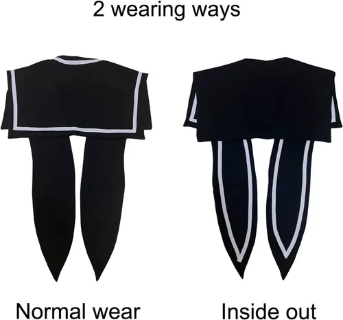 Vista 4 de Sailor Fake Collar for Women Cute False Collar for Girl,black white, width14.5 x22 height