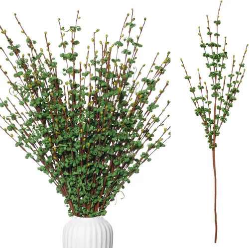 Vista 10 de Wootkey 10 piezas de flores artificiales de jazmín de tallo largo, color naranja quemado, jazmín otoñal, tallos florales de otoño para ramos