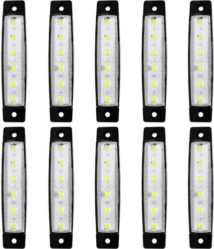 Vista 12 de Paquete de 10 Luces Laterales Marcadoras de Remolque LED Ámbar DC 12V de 3.8" con 6 LED, Barra de Luz de Separación, Tira de Luz Indicadora de Señal