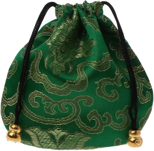 Vista 4 de Bolsa de viaje de seda tradicional bolsa de joyería bordada china clásica organizador - rojo