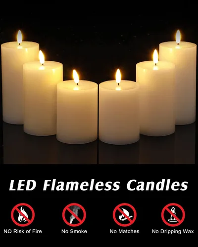 Vista 3 de Leelosp Paquete de 6 velas sin llama con temporizador remoto, velas parpadeantes sin llama a granel a granel LED para bodas, festivales, decoración