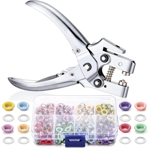 Vista 15 de Kit de herramientas para ojales, alicates para ojales, plata, 3/16 pulgadas Plateado