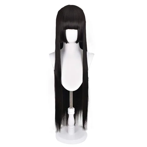 Vista 2 de Soyusunny Peluca larga y recta negra para cosplay, disfraz de Halloween, pelucas para mujer