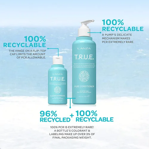 Vista 2 de L'ANZA T.R.U.E. Clean Champú sostenible – rico en aloe vera y proteína de arroz, cuidado diario del cabello seguro para el color, sin fragancia