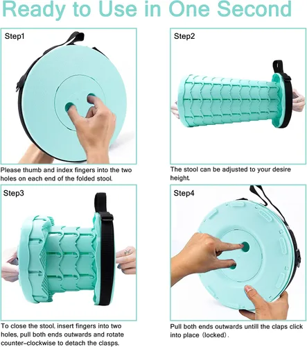 Vista 3 de LB Taburete plegable retráctil portátil, ligero telescópico plegable para adultos para pesca al aire libre, senderismo, jardinería, viajes