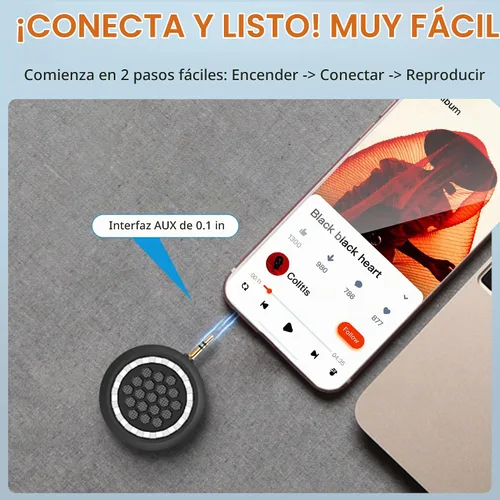 Vista 5 de Altavoz Mini Portátil, Altavoz Móvil de 3W con Entrada de Línea para Teléfonos Inteligentes/Tabletas/Computadoras con Interfaz de Audio AUX de 3.5mm