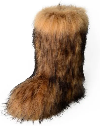 Vista 2 de ZSGYCHCY Botas de piel sintética para mujer, cálidas, mullidas, peludas, de invierno, para nieve, zapatos planos para exteriores