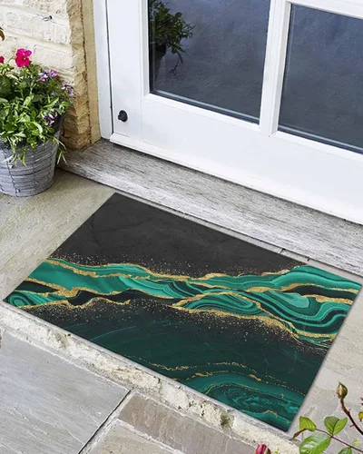 Vista 9 de Tapete para puerta delantera, antideslizante, absorbente, para puerta de entrada, para interiores y exteriores, tapete pequeño de Feliz Navidad