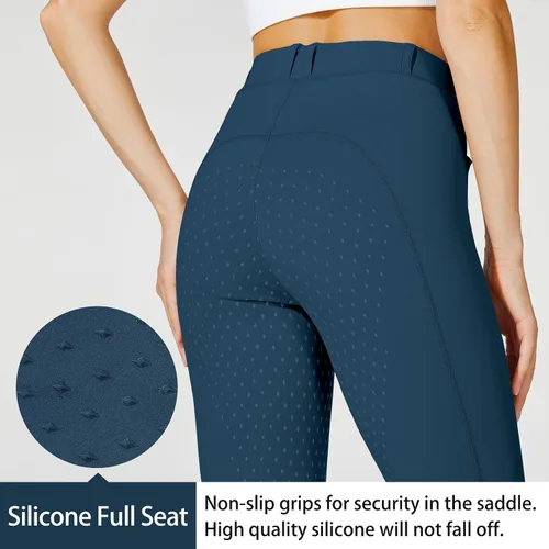 Vista 2 de Willit Pantalones de equitación para mujer con asiento completo, pantalones de silicona con bolsillo con cremallera