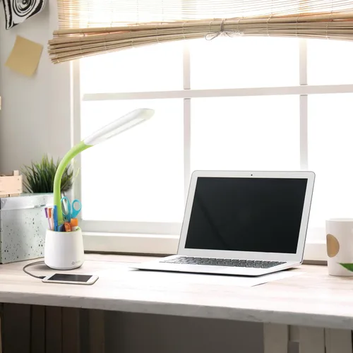 Vista 8 de OttLite Organiza la lámpara de escritorio LED con puerto de carga USB, ajustable, luz de escritorio con almacenamiento, multicolor