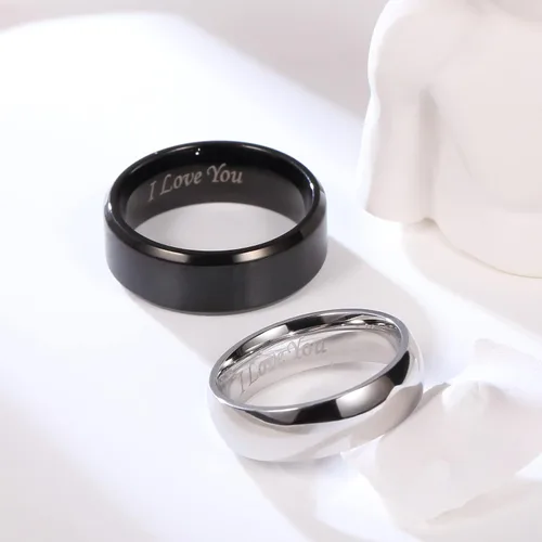 Vista 3 de Adreamz His Queen Her King - Anillos de promesa a juego para parejas, anillos de boda con corona láser y circonita cúbica de acero inoxidable