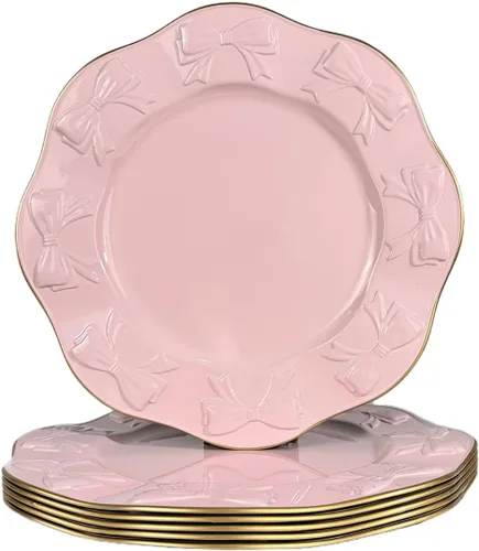 Vista 11 de Platos Base Blancos Antiguos, Platos Base Redondos de 13" para Platos de Cena, Juego de 6 Platos Base de Plástico para Bodas, Fiestas, Decoración