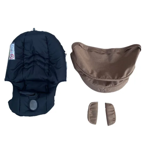 Vista 2 de Kit de cambio y lavado, cubierta protectora para sombrilla del dosel, compatible con los cochecitos con asiento de automóvil Doona (Beige y Negro)