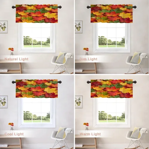 Vista 142 de Shrahala Orange Autumn Autumn Blackout Curtain Tiers, Fall Kitchen Valance Light Blocking Tier Drapes with Rod Pocket, 2 Pack 26 X 24 in