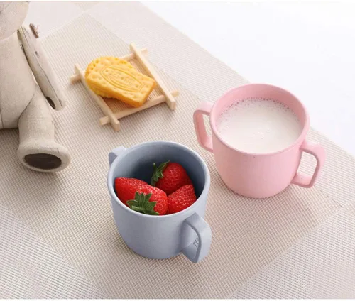 Vista 8 de Tazas de fibra de bambú de tamaño pequeño de 7.8 fl oz para adultos y niños, juego de 4 tazas irrompibles para agua, leche, jugo, té