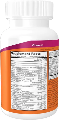 Vista 2 de NOW Suplementos, Multi Geles Líquidos con Luteína y Licopeno, además de Aceite de Semilla de Lino, 60 Cápsulas Blandas