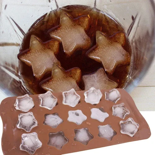 Vista 2 de Moldes de silicona para chocolate con forma de estrella, 2 unidades de 15 cavidades para cubitos de hielo, molde de silicona antiadherente