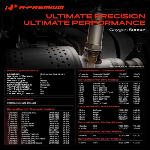 Vista 2 de A-Premium Sensor de oxígeno O2 compatible con Chevy, Cadillac, GMC, Buick y más, Avalanche, Corvette, Equinox, Express, HHR, Malibu, Silverado