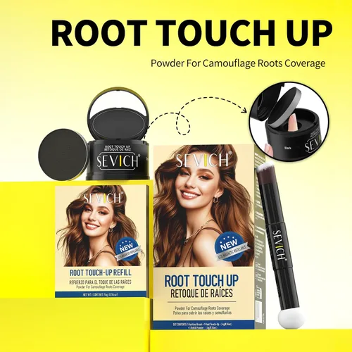 Vista 2 de SEVICH Polvo magnético recargable para retoque de raíces del cabello, impermeable, cobertura de canas y corrector de línea capilar con doble