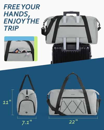 Vista 5 de BAGSMART - Bolsa de gimnasio para hombres y mujeres, bolsa de viaje deportiva con compartimento para zapatos y bolsillo húmedo, bolsa de lona