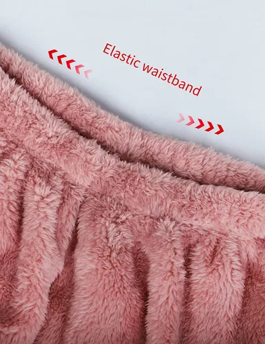 Vista 3 de BTPEIHTD Conjunto de pijama mullido para mujer, ropa de dormir de forro polar, sudadera de gran tamaño y pantalones sueltos