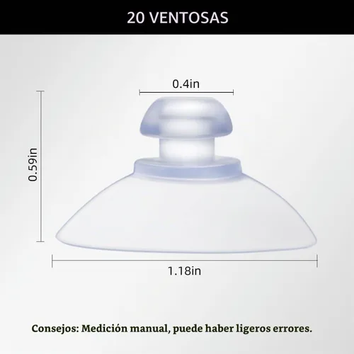 Vista 2 de Paquete de 20 ventosas para ventosas de plástico de vidrio, ventosas de plástico transparente de PVC con ganchos para mesa de vidrio, almohadilla