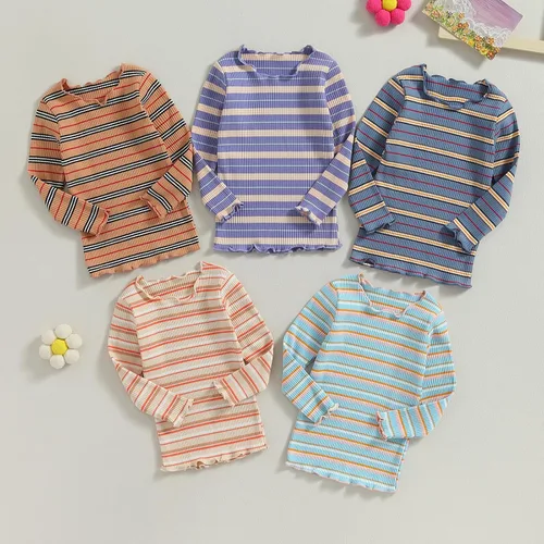 Vista 7 de Camiseta de manga larga cálida para bebés y niñas pequeñas, ropa básica para otoño e invierno