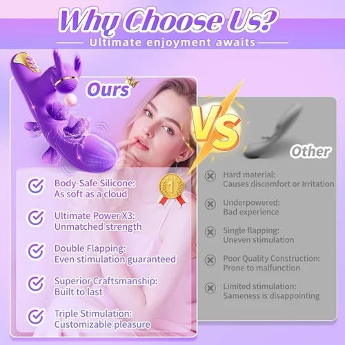 Vista 8 de Juguetes sexuales vibradores para mujeres - Vibrador conejo 4EN1 con 10 aleteos, 10 vibraciones y 7 golpeteos, vibradores de punto G, consoladores