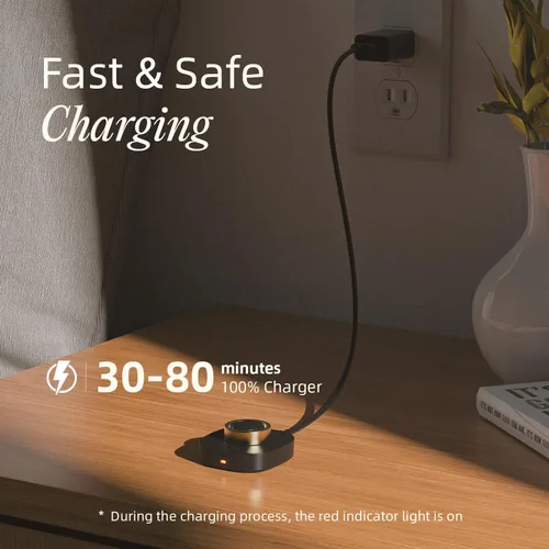 Vista 4 de Compatible with Aura-Ring Gen3 Charger Size 6, Fast and Safe Charging Dock with USB-C Cable, Travel-Friendly Design for Smart Ring (Black)