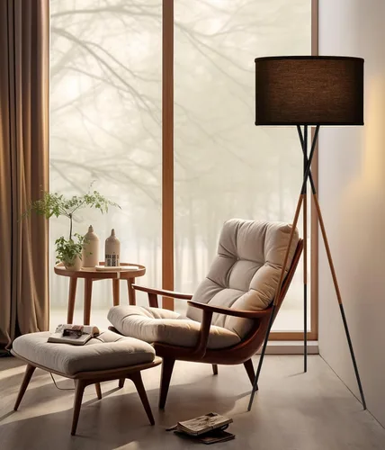 Vista 4 de Kira Home Sadie & Juno, RV-F5017-BKLR-BK Premium Black Linen Fabric Drum Shade, Stitched Faux Leather Leg Accents, Efficient 9W LED Bulb Included