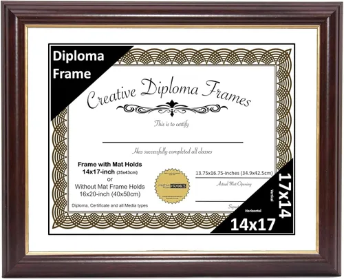 Vista 24 de Creative Picture Frames Marco para Diploma de Caoba con Borde Dorado de 12x16 pulgadas con Vidrio y Paspartú Negro y Colgadores de Pared Instalados