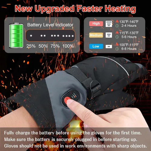 Vista 2 de Guantes con calefacción recargables para hombres y mujeres, forros de guantes de calentamiento rápido de 7.4V, calentadores de manos para artritis