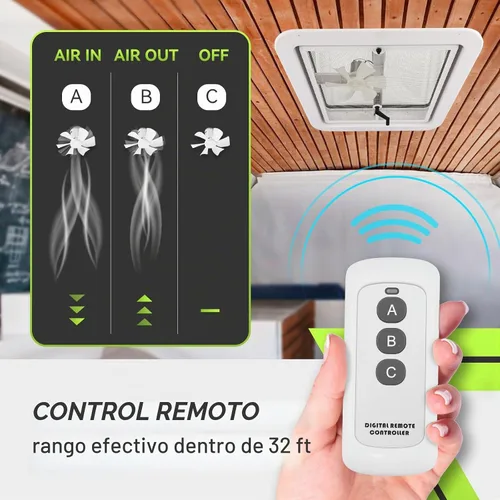 Vista 3 de RVMATE Ventilador de ventilación de techo RV de 14 x 14, control remoto, 12