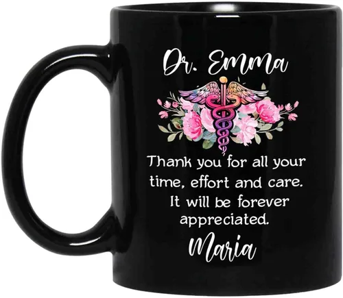 Vista 14 de Taza de café negra personalizada, regalo para agradecimiento al médico, divertida taza de café con texto en inglés "This Is A Doctor's Doctor's 11