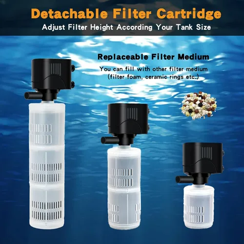 Vista 8 de Filtro de acuario para pecera, filtro sumergible para acuario – Filtro de acuario para tanque de peces de 55 galones y 75 galones, 40 a 150 galones