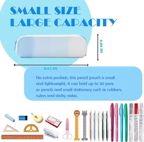 Vista 6 de minimaliving Estuche para lápices, colorido de silicona impermeable, bolsa estética, ligera y portátil, elegante y pequeña bolsa de oficina