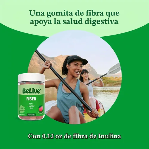 Vista 4 de BeLive Gomitas de fibra para regularidad y salud digestiva, cero azúcar, 60