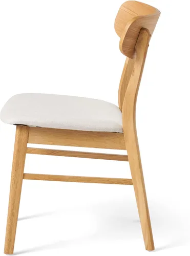 Vista 5 de Christopher Knight Home Lucious - Sillas de comedor con acabado de roble y tela, juego de 2 piezas, color beige claro