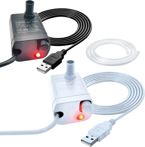 Vista 7 de Mini bomba sumergible USB, tubo de 1 M, CC 5 V, 0.7 W, bomba de banco eléctrica sin escobillas, fuente para mascotas, pequeño sistema hidropónico