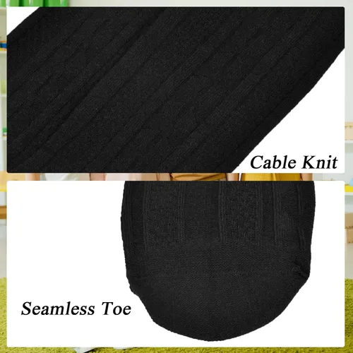 Vista 5 de Calcetines altos hasta la rodilla para niñas, punto trenzado, acanalados, para uniforme escolar, paquete de 36, calcetines de tubo sin costuras