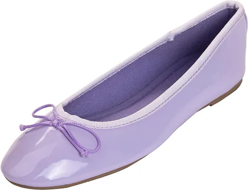 Vista 44 de FEVERSOLE Zapatos planos de ballet de patente para mujer, color macarrón colorido Beige