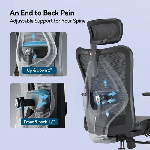 Vista 9 de SIHOO Silla de oficina ergonómica M57, silla de escritorio con respaldo de Negro