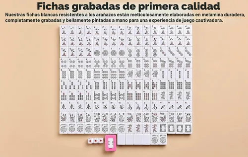 Vista 5 de American Mahjong Set 166 Azulejos grabados blancos Borgoña Bolsa de Rojo burdeos