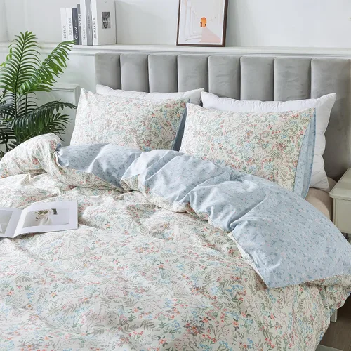 Vista 69 de HoneiLife Juegos de Fundas de Edredón Twin - Funda de Edredón Floral 100% Algodón, Juego de Ropa de Cama Transpirable de 2 Piezas con Cierre