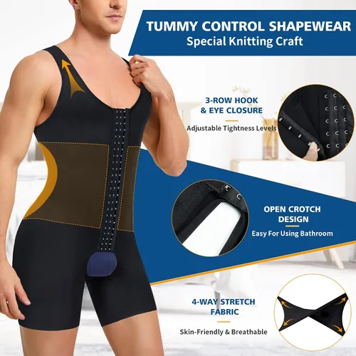 Vista 2 de IFKODEI Fajas moldeadoras para hombre, con control de abdomen, entrenamiento de cintura, faja moldeadora de cuerpo completo, camisas de compresión